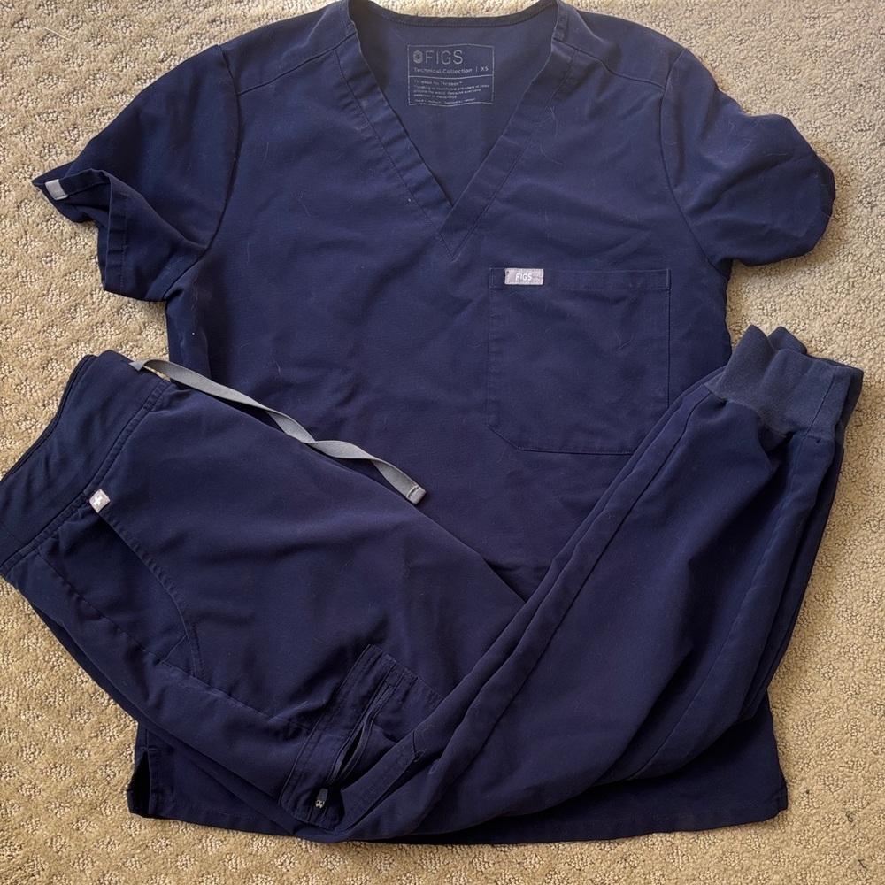 Figs Navy Blue Scrub Set